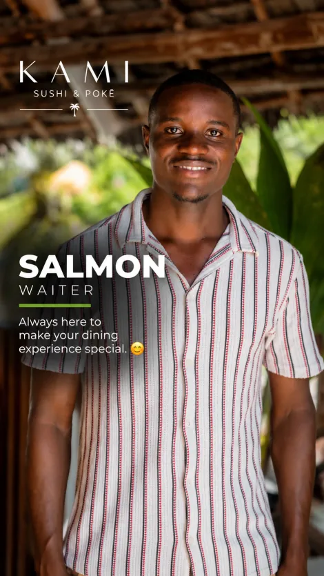 Salmon, Waiter at KAMI Sushi